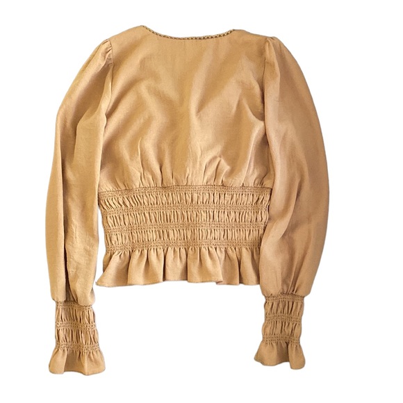 WAYF Delancy Shirred Waist V-Neck Top XS - Picture 3 of 5